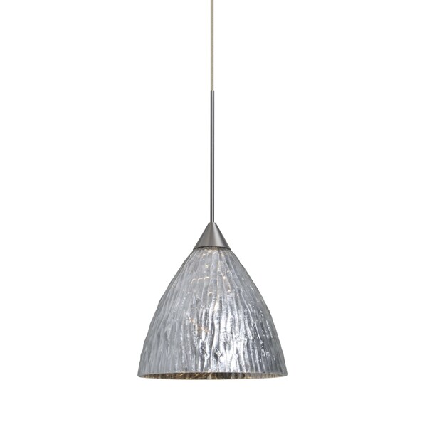 Besa Lighting Eve Cord Pendant, Stone Silver Foil, Satin Nickel Finish, 1x5W LED 1XT-EVESS-LED-SN - main